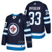 Camiseta Hockey Winnipeg Jets 33 Dustin Byfuglien Autentico Primera 2018 Azul