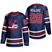 Camiseta Hockey Winnipeg Jets Jack Roslovic 2019 Heritage Classic Azul