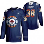 Camiseta Hockey Winnipeg Jets Logan Shaw 2020 Wasac Night Indigenous Heritage Azul