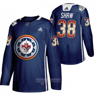 Camiseta Hockey Winnipeg Jets Logan Shaw 2020 Wasac Night Indigenous Heritage Azul