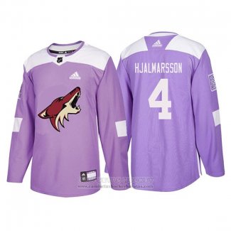 Camiseta Hockey Arizona Coyotes Niklas Hjalmarsson 2018 Fights Cancer Violeta