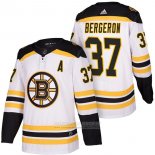 Camiseta Hockey Boston Bruins 37 Patrice Bergeron 2018 Segunda Autentico Blanco