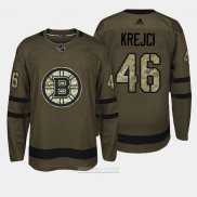 Camiseta Hockey Boston Bruins 46 David Krejci Verde Salute To Service