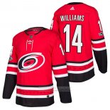 Camiseta Hockey Carolina Hurricanes 14 Justin Williams Primera Autentico 2018 Rojo