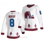 Camiseta Hockey Colorado Avalanche Cale Makar Reverse Retro Autentico 2021 Blanco