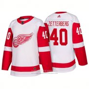 Camiseta Hockey Detroit Red Wings 40 Henrik Zetterberg New Outfitted 2018 Blanco