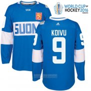 Camiseta Hockey Finlandia Mikko Koivu 9 Premier 2016 World Cup Azul