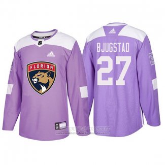 Camiseta Hockey Florida Panthers Nick Bjugstad 2018 Fights Cancer Violeta