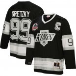 Camiseta Hockey Los Angeles Kings Wayne Gretzky Mitchell & Ness 1992-93 Captain Patch Blue Line Negro