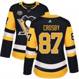 Camiseta Hockey Mujer Pittsburgh Penguins 87 Sidney Crosby 50 Aniversario Primera Premier Negro