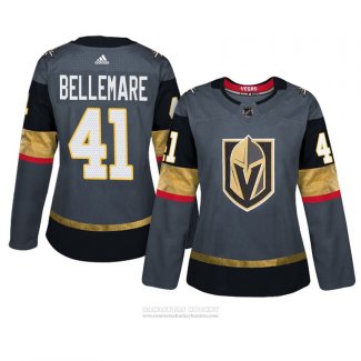 Camiseta Hockey Mujer Vegas Golden Knights 41 Pierre Edouard Bellemare Primera Adizero Gris