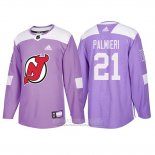 Camiseta Hockey New Jersey Devils Kyle Palmieri 2018 Fights Cancer Violeta