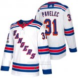 Camiseta Hockey New York Rangers 31 Ondrej Pavelec Autentico Segunda 2018 Blanco