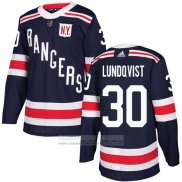 Camiseta Hockey Nino New York Rangers 30 Henrik Lundqvist Azul Autentico 2018 Winter Classic Stitched