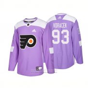 Camiseta Hockey Philadelphia Flyers 93 Jakub Voracek Autentico 2018 Fights Cancer Violeta