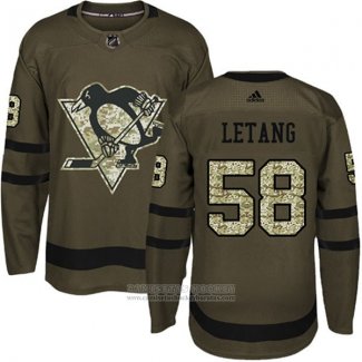 Camiseta Hockey Pittsburgh Penguins 58 Kris Letang Salute To Service 2018 Verde