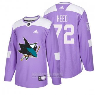 Camiseta Hockey San Jose Sharks Tim Heed 2018 Fights Cancer Violeta