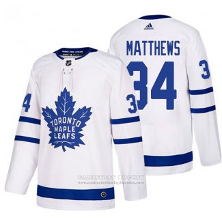 Camiseta Hockey Toronto Maple Leafs 34 Auston Matthews Segunda 2017-2018 Blanco