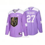 Camiseta Hockey Vegas Golden Knights 27 Shea Theodore Autentico 2018 Fights Cancer Violeta