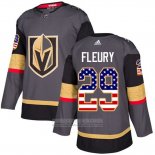 Camiseta Hockey Vegas Golden Knights 29 Marc-Andre Fleury Gris Primera Autenticousa Flag Stitched