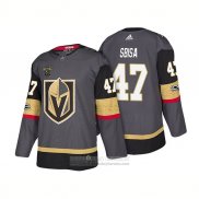 Camiseta Hockey Vegas Golden Knights 47 Luca Sbisa Steel Autentico Primera Jugador 2018 Gris