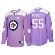 Camiseta Hockey Winnipeg Jets 55 Mark Scheifele Autentico 2018 Fights Cancer Violeta