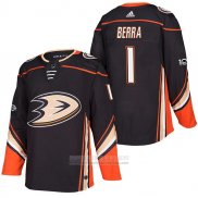 Camiseta Hockey Anaheim Ducks Reto Berra Primera Autentico 1 2018 Negro