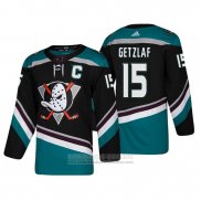 Camiseta Hockey Anaheim Ducks Ryan Getzlaf Alterno 25 Aniversario Autentico Negro