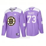 Camiseta Hockey Boston Bruins Charlie Mcavoy Autentico 2018 Fights Cancer Violeta