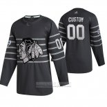 Camiseta Hockey Chicago Blackhawks Personalizada Autentico 2020 All Star Gris