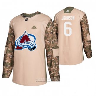 Camiseta Hockey Colorado Avalanche Erik Johnson Dia De Los Veteranos Camuflaje