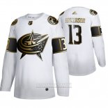 Camiseta Hockey Columbus Blue Jackets Cam Atkinson Golden Edition Blanco