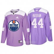 Camiseta Hockey Edmonton Oilers Zack Kassian 2018 Fights Cancer Violeta