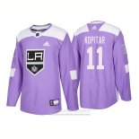 Camiseta Hockey Los Angeles Kings 11 Anze Kopitar Autentico 2018 Fights Cancer Violeta