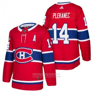 Camiseta Hockey Montreal Canadiens 14 Tomas Plekanec Autentico Primera 2018 Rojo