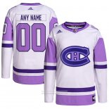 Camiseta Hockey Montreal Canadiens Personalizada Fights Cancer Autentico Blanco Violeta