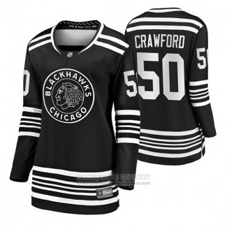 Camiseta Hockey Mujer Chicago Blackhawks Corey Crawford Premier Alterno Negro