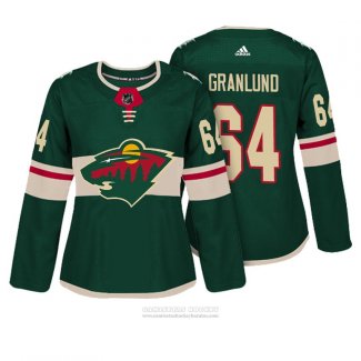 Camiseta Hockey Mujer Minnesota Wild 64 Mikael Granlund Autentico Jugador Verde