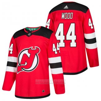 Camiseta Hockey New Jersey Devils 44 Miles Wood Autentico Primera 2018 Rojo