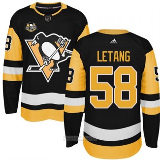 Camiseta Hockey Nino Pittsburgh Penguins 58 Kris Letang Negro 50 Aniversario Primera Premier