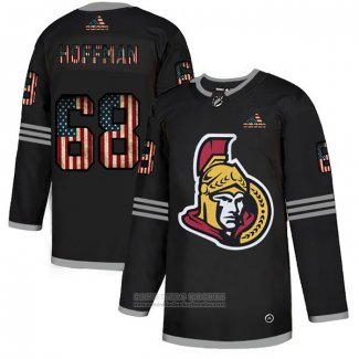 Camiseta Hockey Ottawa Senators Mike Hoffman 2020 USA Flag Negro2