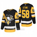 Camiseta Hockey Pittsburgh Penguins 58 Kris Letang Primera Autentico Jugador Negro