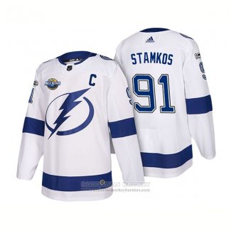 Camiseta Hockey Tampa Bay Lightning 91 Steven Stamkos 2018 Blanco