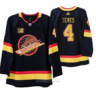 Camiseta Hockey Vancouver Canucks Josh Teves 50 Aniversario 90's Flying Skate Negro