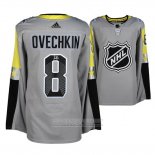 Camiseta Hockey Washington Capitals 8 Alex Ovechkin Gris 2018 All Star Metro Division Autentico Stitched