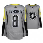 Camiseta Hockey Washington Capitals 8 Alex Ovechkin Gris 2018 All Star Metro Division Autentico Stitched