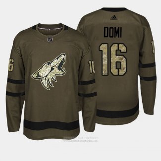 Camiseta Hockey Arizona Coyotes 16 Arizona Max Domi Verde Salute To Service