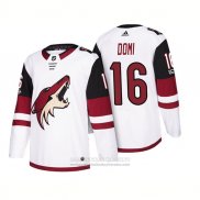 Camiseta Hockey Arizona Coyotes Max Domi 16 2018 Season Centennial Patch Team Road Blanco