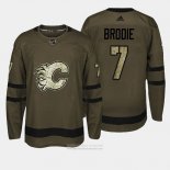 Camiseta Hockey Calgary Flames 7 Tj Brodie Verde Salute To Service