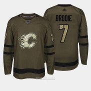 Camiseta Hockey Calgary Flames 7 Tj Brodie Verde Salute To Service